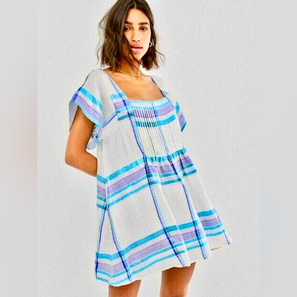 🌺🎉HP🎉🌺 NWT Free People Barcelona Shimmer Plaid Mini Dress - Picture 16 of 16